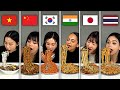 6 Asians Try Each Other Noodle For the First time!! (India, Korea, Vietnam, China, Japan, Thailand)