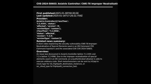 Aviatrix Controller: CWE-78 Improper Neutralization of Special Elements used i...(CVE-2024-50603)
