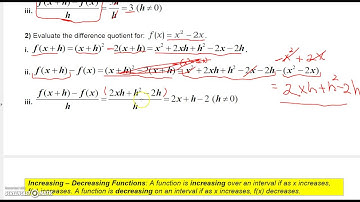CollegeAlgebra 2 -1 -3 Functions Part 3 Function Notation and Difference Quotient