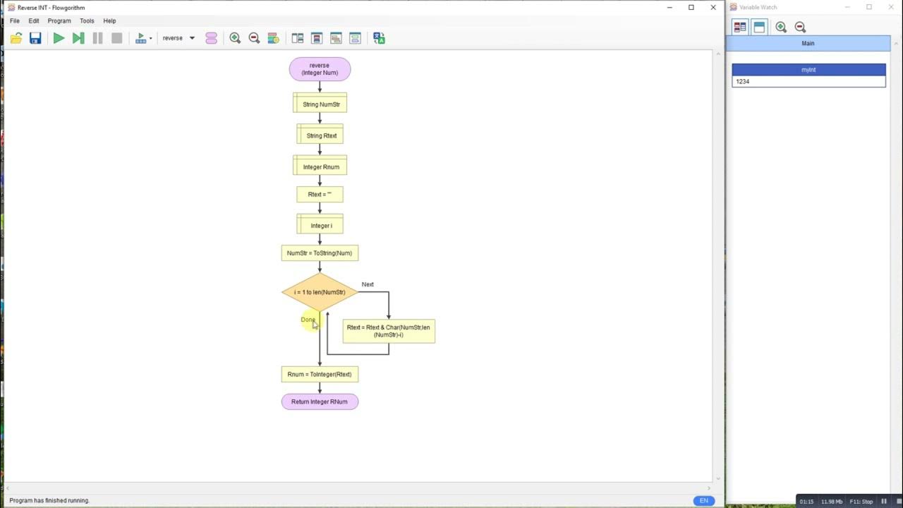 Flowgorithm - Reverse and Integer - YouTube
