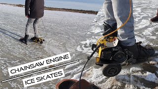 Motorized Ice Skates - With Chainsaw Engine!