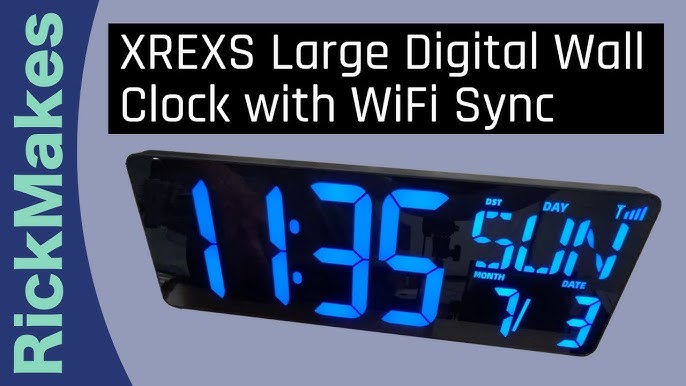 Digital Wall Clock Large Display, 16.2” LED Digital Clock with Temperature  and Auto Dimming, Easy Track The Time, Date and Day of Week, with Remote