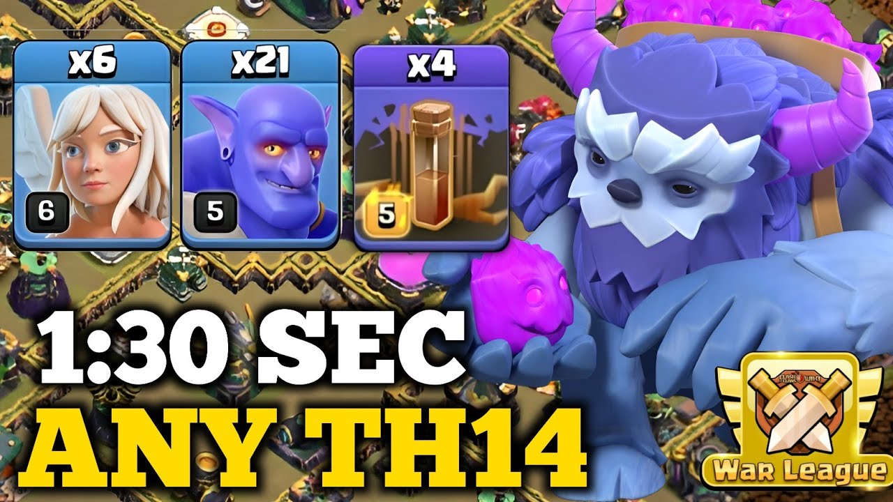 Th14 Yeti Witch Attack With 4 Earthquake Spell | Best Th14 Attack Strategy in Clash of Clans