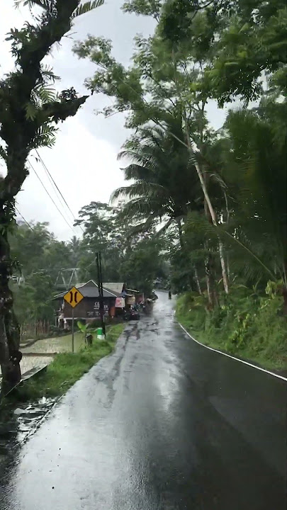 Suara air hujan dan suasana jalan bikin seger #pedesaan #garutselatan #suasanapedesaan #suasanadesa