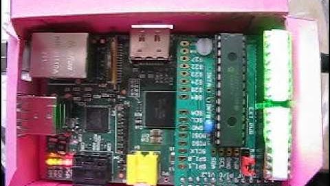 Snake animation on two 8 LED shields on a Slice of PI/O 1.2 on a Raspberry Pi rev. 1.0