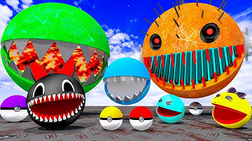 Two-Legged Robot Pacman vs Excavator Robot and Walking Combat Robot