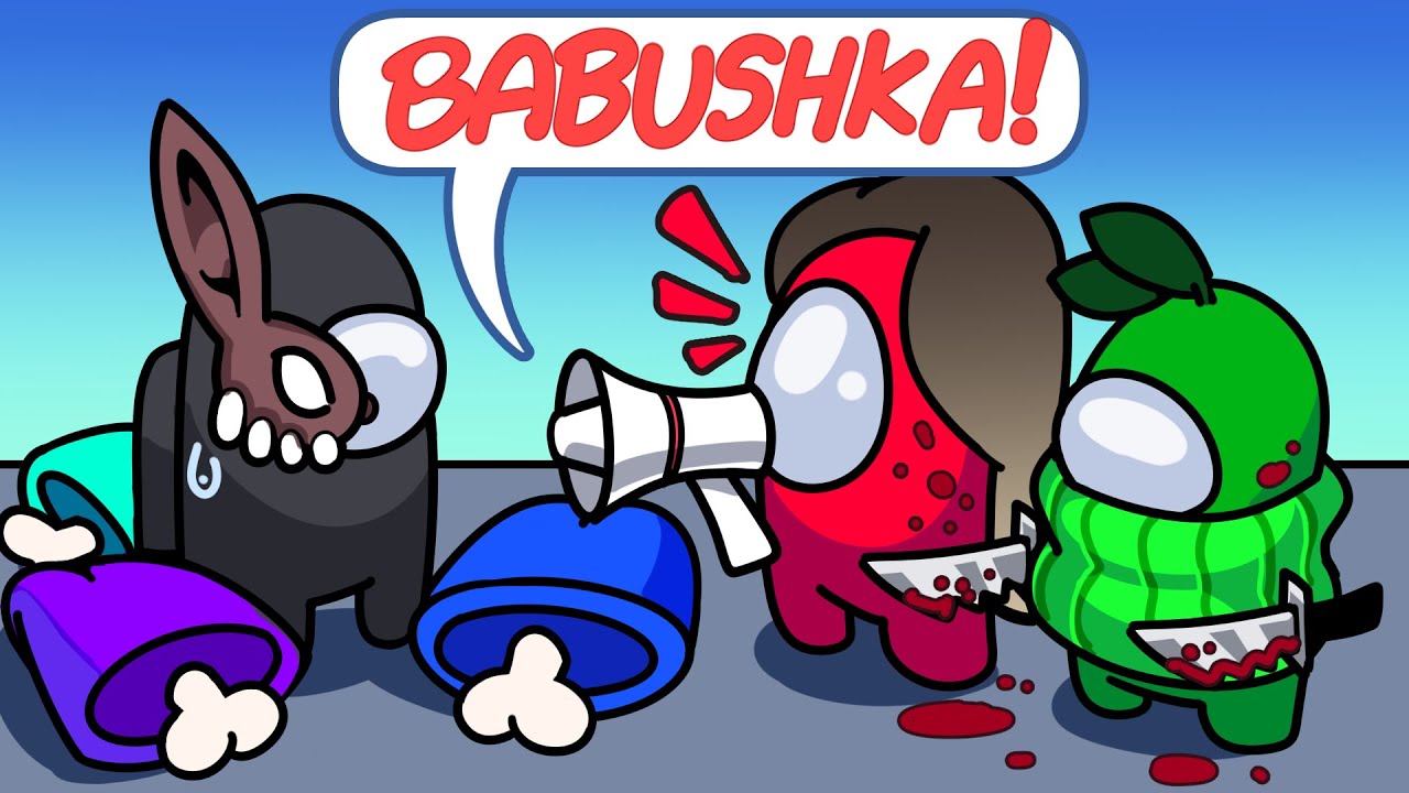 "Babushka" catchphrase on Among Us video thumbnail