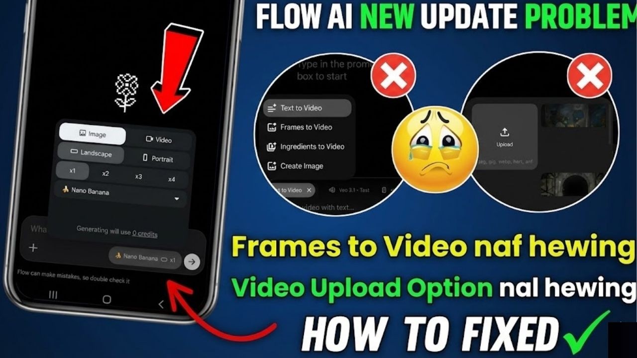 Flow AI new update problem | Frames to Video option not showing | Flow ...