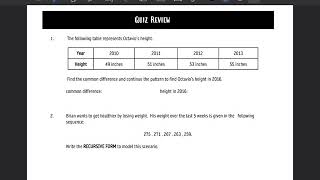 Arithmetic Sequences Quiz Review