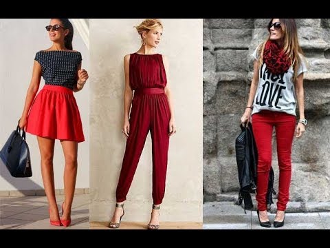 combinar ropa de mujer de color rojo outfits - YouTube