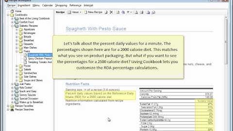 See how Living Cookbook calculates and displays recipe nutrition