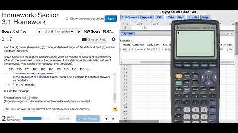 Mean, Median, Mode, Midrange with StatCrunch