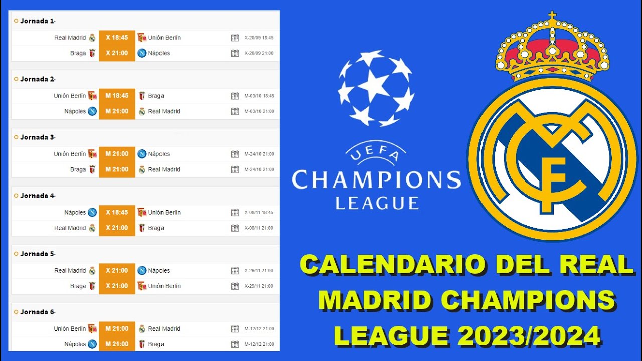 Calendario real madrid champions