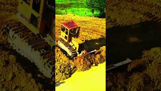Heavy Machinery in Action  Bulldozer Pushing Soil to Dump Trucks EP084