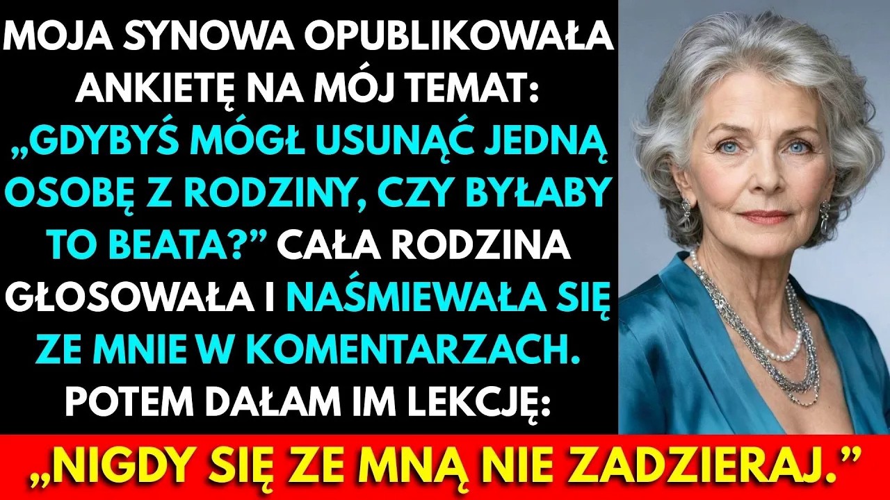 „Ta fraza widniała na samej górze ekranu: »Czy teściowa powinna zostać usunięta z życia rodzinnego?«. A pod spodem moje imię i nazwisko. Beata Nowakowska. Czarno na białym. Licznik głosów rósł z...