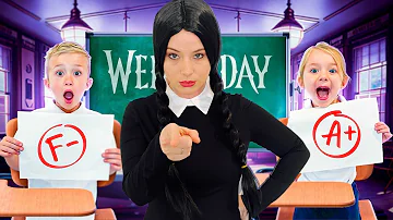 WEDNESDAY ADDAMS is Levi and Ivy's Teacher! She gave them a POP QUIZ!