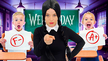 Levi and Ivy get a substitute teacher!Wednesday Addams is our Teacher! She gave us a POP Quiz!