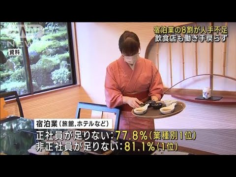 宿泊業の8割が「人手不足」 飲食店も働き手戻らず／楽天グループ　過去最大の“3728億円赤字”　主な原因は“携帯電話…他