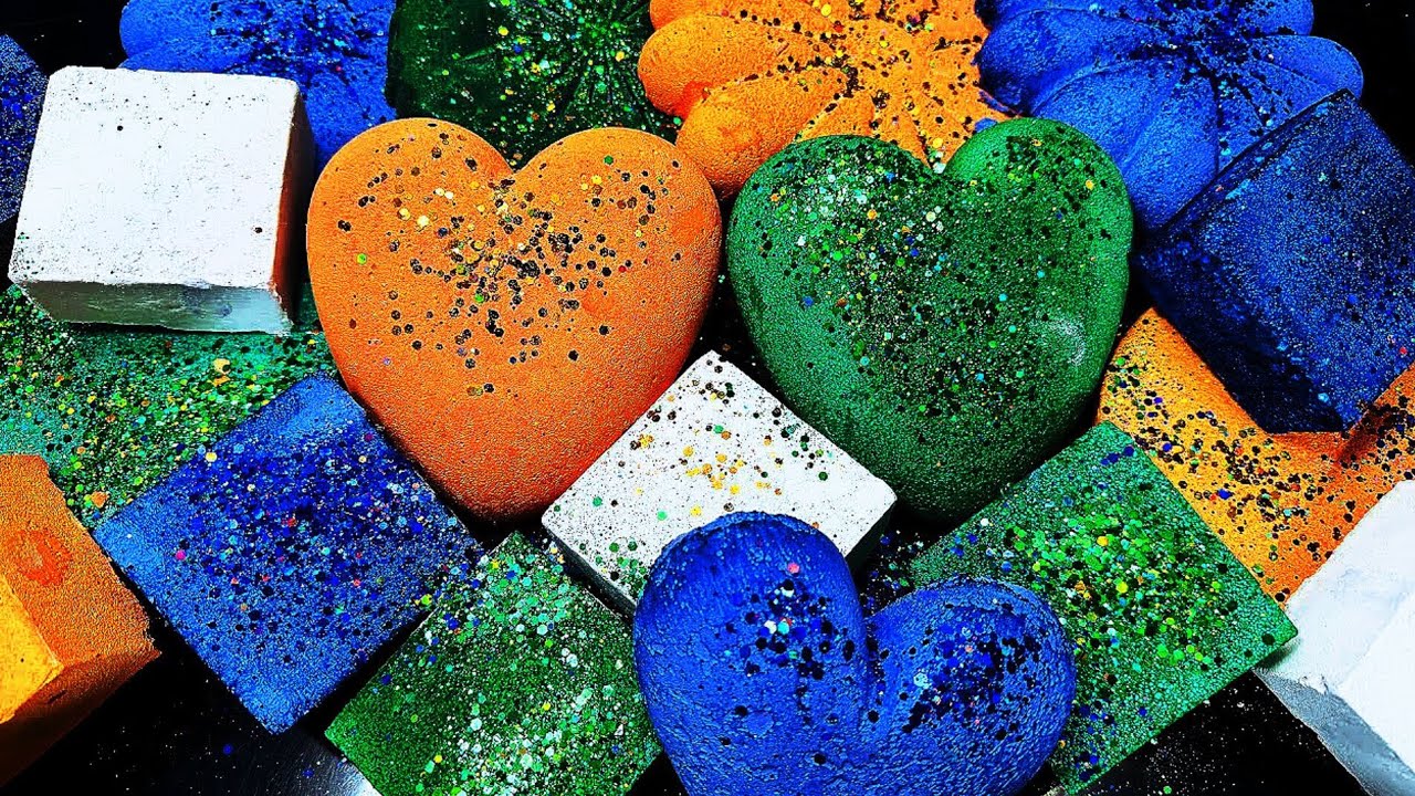 Dyed Blocks & 💙🧡💚🤍 by @ColourChalk | Oddly Satisfying | Relaxing Sound | Please Subscribe ❤️