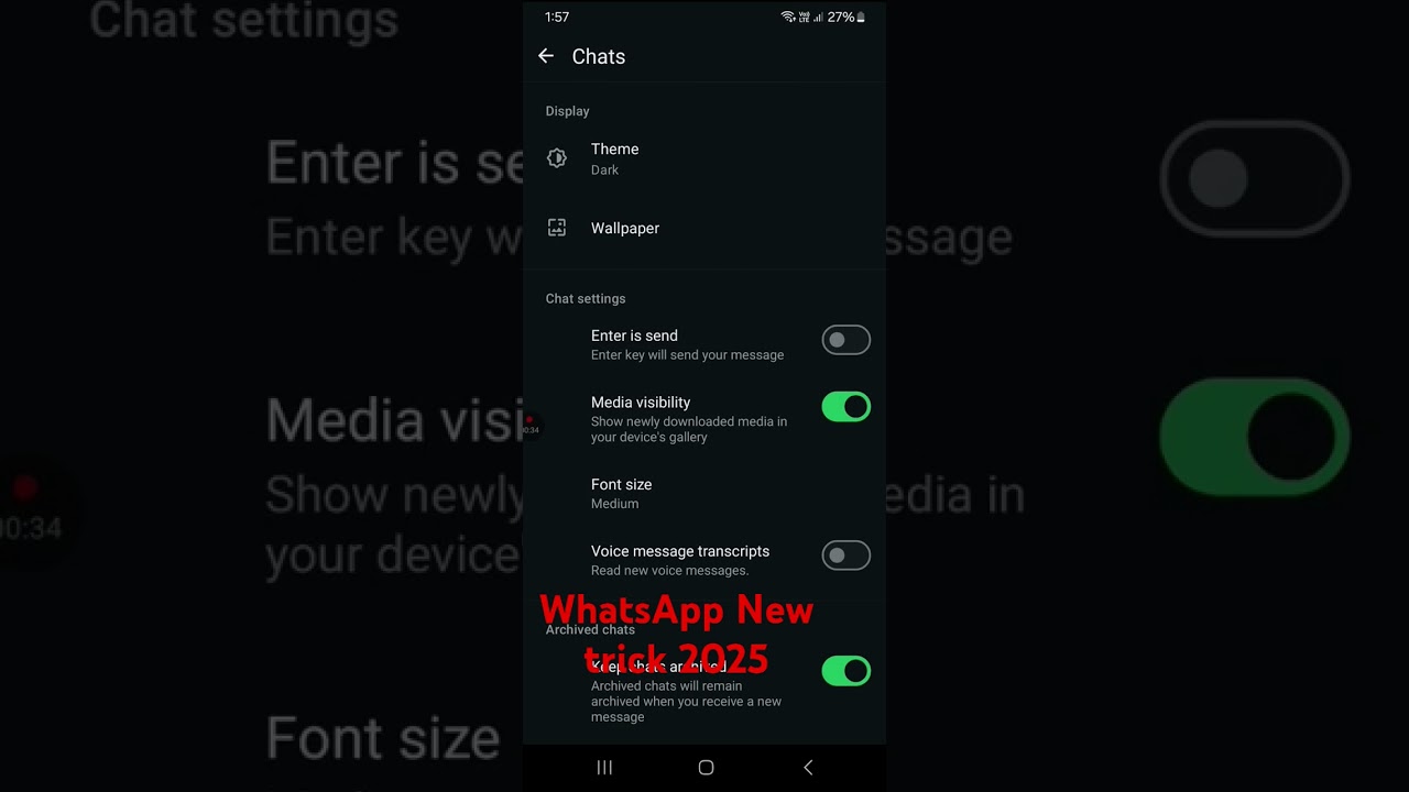 How to change WhatsApp Chat Theme | Dark Mode on Whatsapp #shorts
