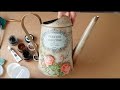 Decoupage Tutorial - Metal Watering Can decoupage using chalk paints by KayArtGallery