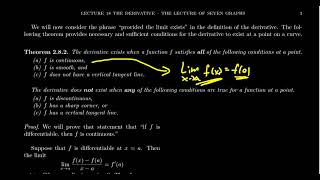 Criteria for a Function Being Differentiable