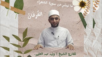 ما تيسر من سورة الشعراء قصة سيدنا إبراهيم. للقارئ الشيخ | وليد عبد العليم. تلاوة عطرة وطيّبة.