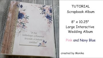 TUTORIAL Part 3 | Interactive Large Wedding Album | 8" x 10.25" | Pink&Navy Blue | some Pop up pages