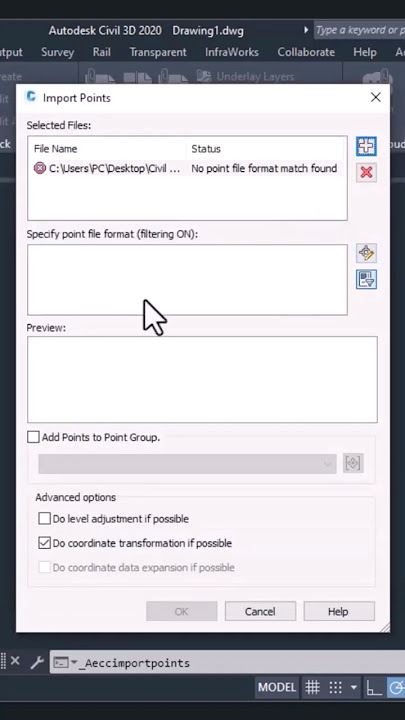 Civil 3D Tutorial For Beginners: Error! wrong point file format in civil 3D