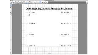 Algebra - One Step Equations (Part 2) Practice Problems