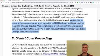 Case Decision: FCRA Obligations of furnisher when dispute is made (Chiang v Verizon 595 F.3d 26)