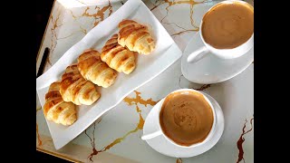 croissant au chocolat?? كرواصة مورقة و مقرمشة بدون عجين مورق