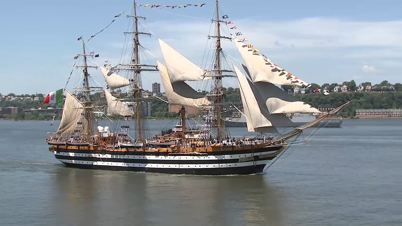 Parade of tall ships from different countries dazzle spectators along the Hudson