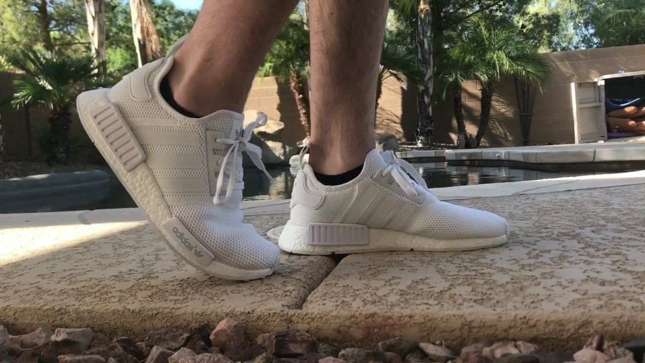 nmd white gum on feet