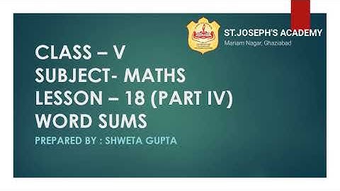 Class 5, Mathematics, Chapter 18, Part 4 by Shweta Gupta