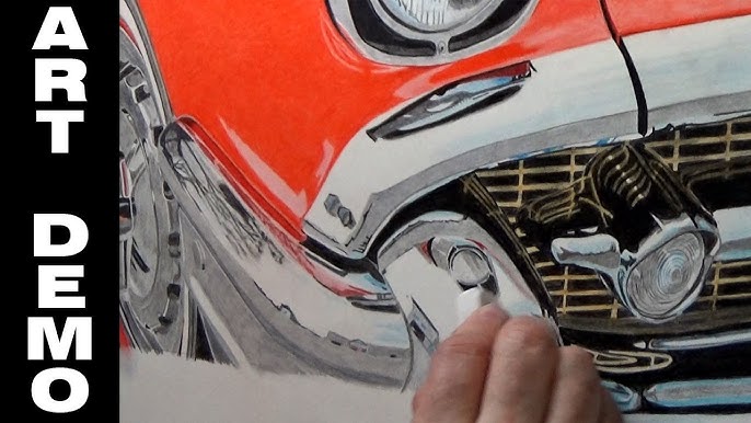 How to Draw Sports Car with Colored Pencils and Markers 