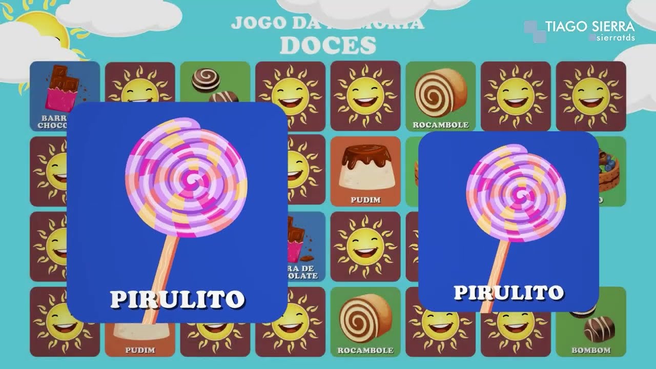 Candy Doces e bolo Jogos de Memória para crianças e miúdos!