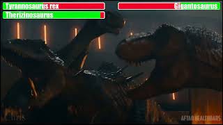 T Rex Vs Giganotosaurus with Healthbars   Final Battle   Jurassic World Dominion