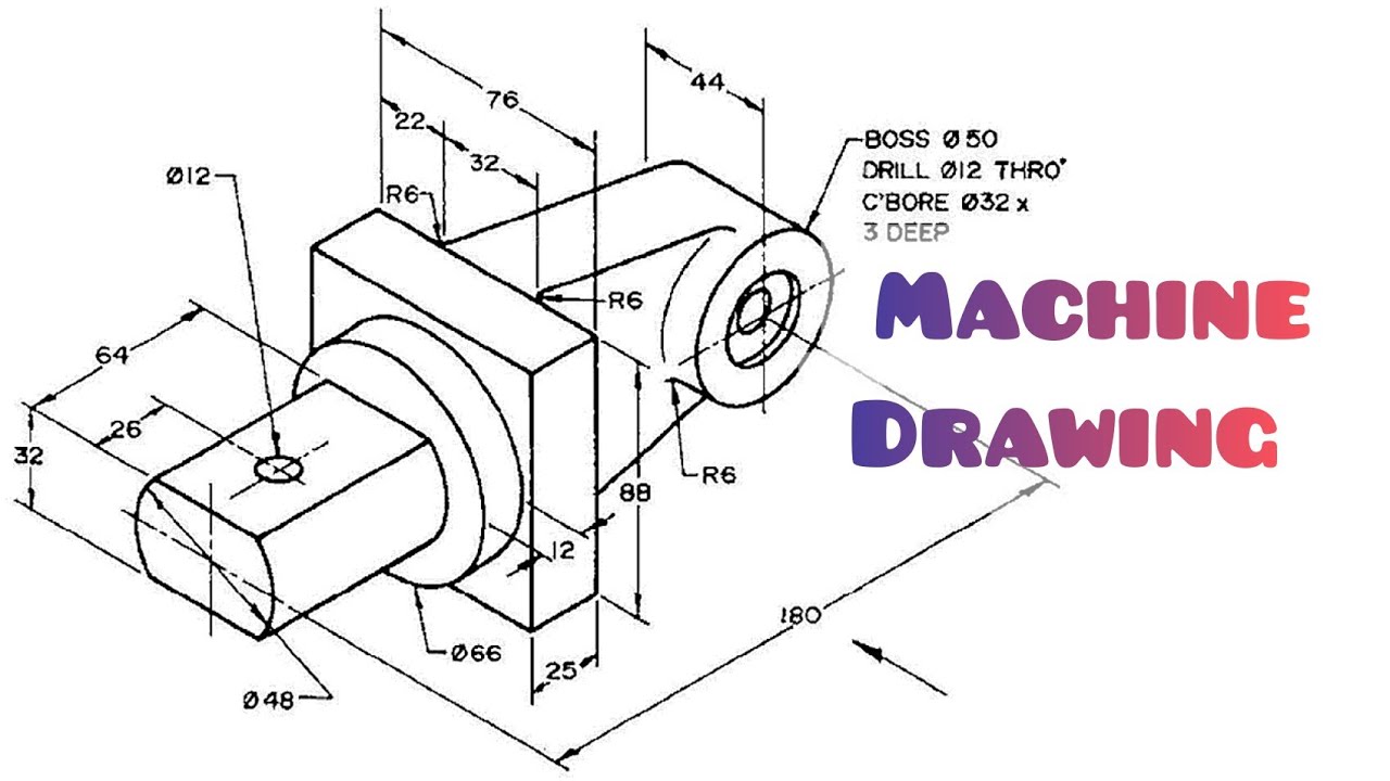 MACHINE DRAWING 3 _Orthographic projection in / Technical drawing /  Engineering drawing 