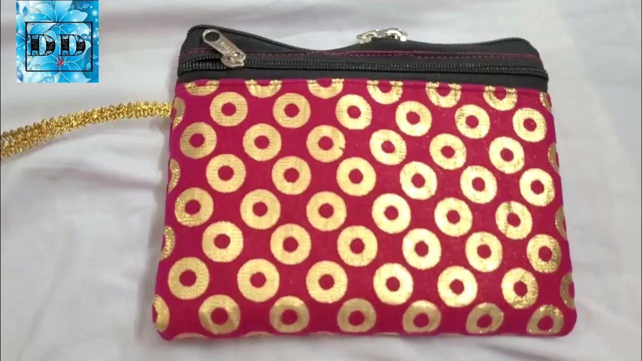 How to make 3 Zipper purse / hand purse making at home/purse making at