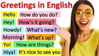 GREETINGS IN ENGLISH | Formal \& informal | Learn with examples \& quiz!