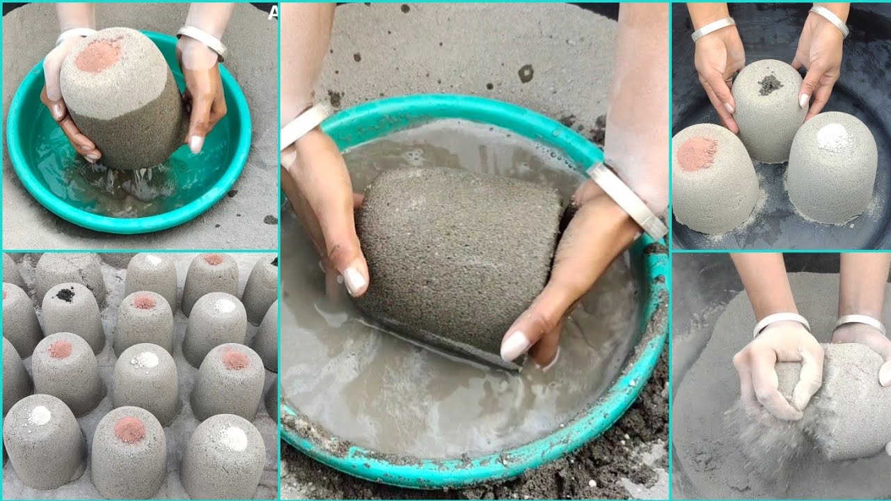 Asmr- Super soft dusty crunchy sand cement dry water 💦crumbling/dipping 🤤 requested video