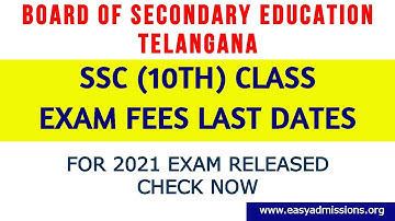 TS SSC Exam Fee Last Date 2021|TS 10th Class Exam Fee Last Date 2021|  TS SSC Exam 2021 Latest News