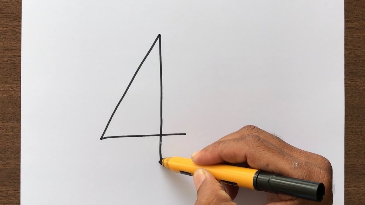 How to Draw a Tetrahedron Picture from number 4 - YouTube