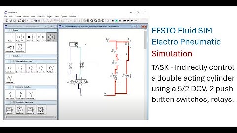 FESTO FluidSIM Electropneumatic Simulation- Indirect control using Relays
