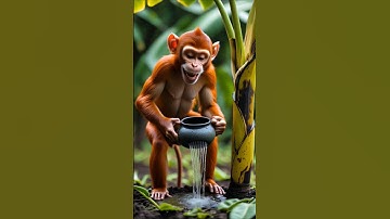 Monkey planted a banana tree on a railway track 😭 #monkey #tree  #banana #ai