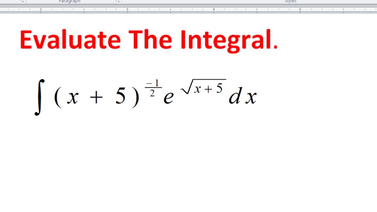 The Integral Of x 5 1 2 e sqrt x 5 YouTube the-integral-of-x-5-1-2-e-sqrt-x-5-youtube
