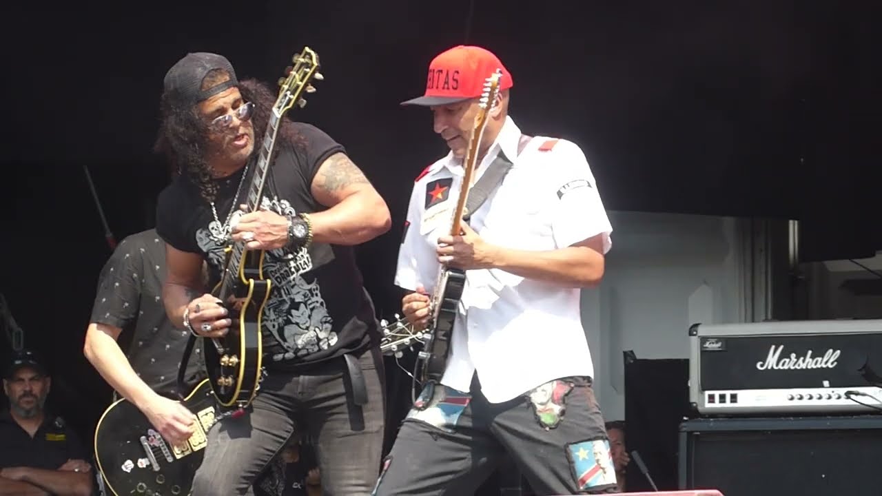 Watch Tom Morello and Slash battle for six-string supremacy as they perform  Interstate 80 live for the first time