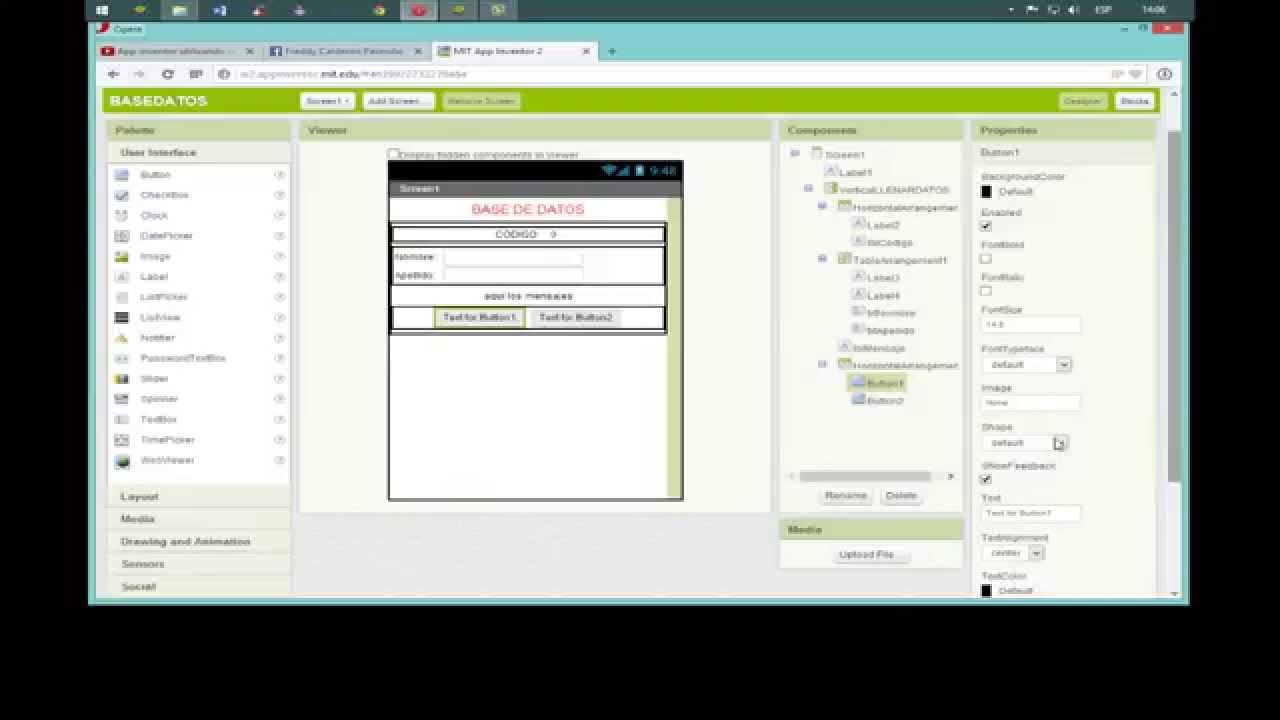 App inventor 2 utilizando una Base de Datos (TinyDB) en Windows 8. Parte 1