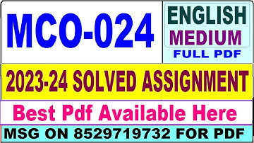 MCO 024 solved assignment 2024 / mco 24 solved assignment 2023-24 in English / ignou 2nd mco 24 2024